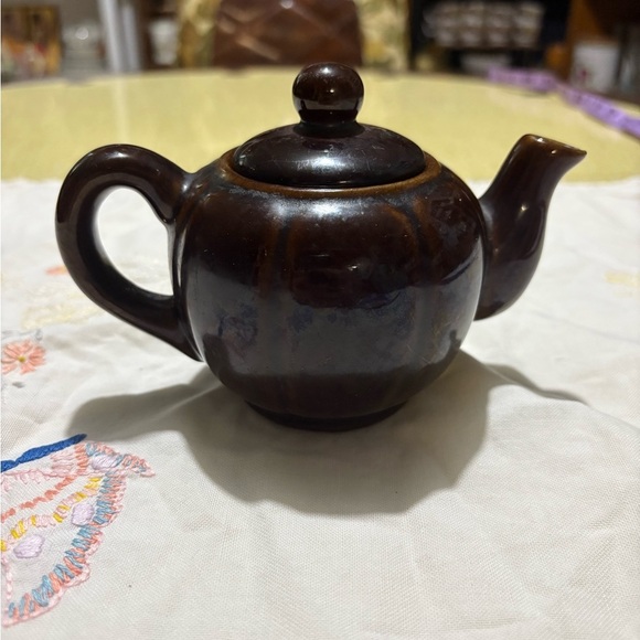 Vintage Mini Elegant Brown Ceramic Teapot - Picture 1 of 9